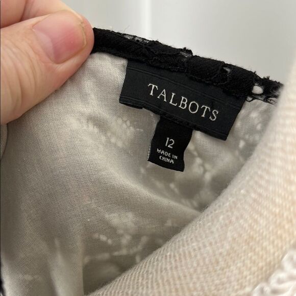Talbots Black Floral Lace Tank Top lined in White Cotton Sz 12 - Picture 2 of 7